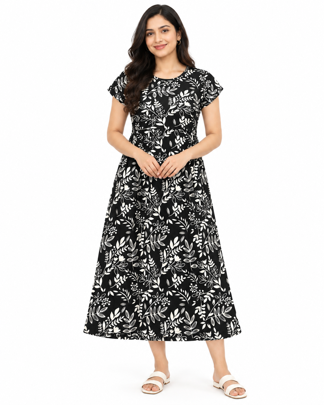 Black Leaf Zipless Feeding Loungewear – Ankle Length