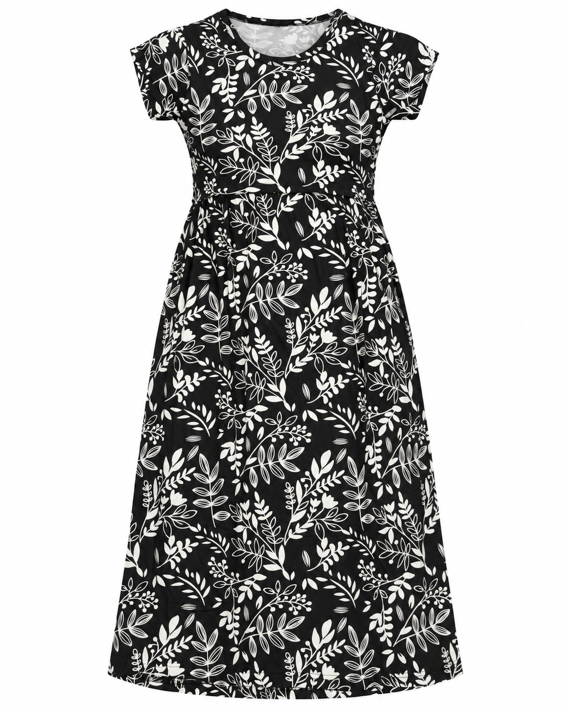 Black Leaf Zipless Feeding Loungewear – Ankle Length