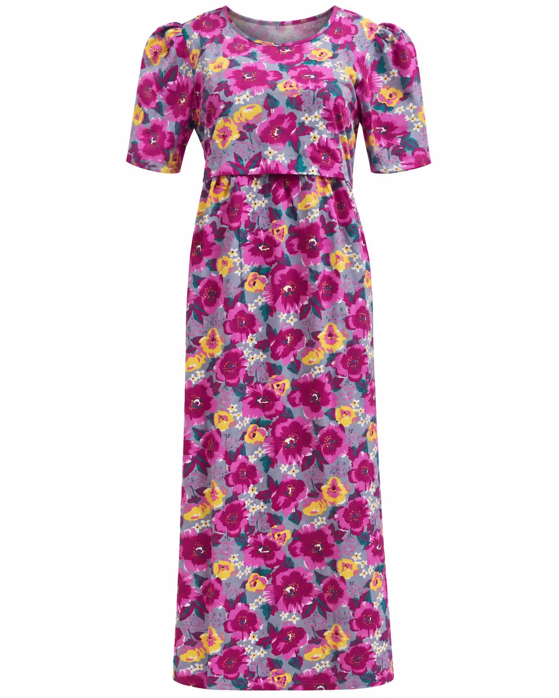 Bloom Puff sleeves Zipless Feeding Loungewear – Full Length 52 Inches