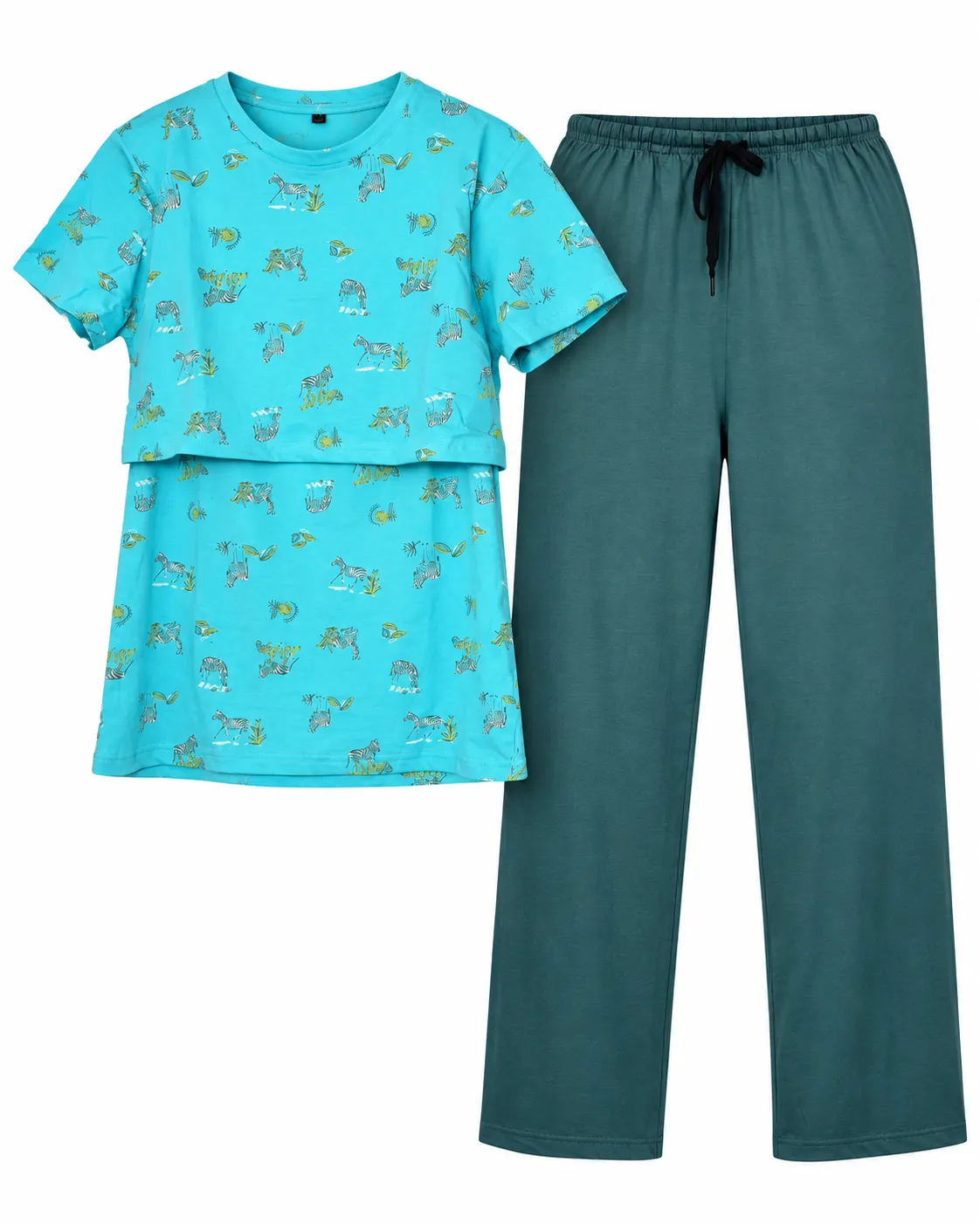 Blue Horse Feeding T-Shirt with Palazzo Pant
