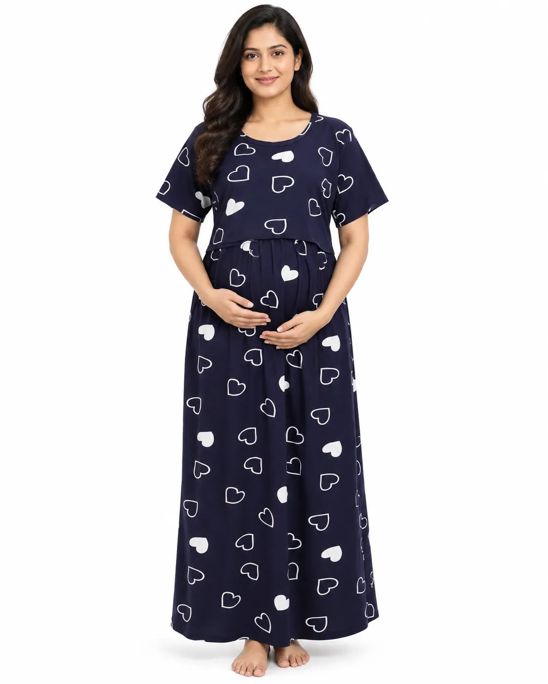 Blue Serenity Zipless Feeding Loungewear – Full Length 51 Inches