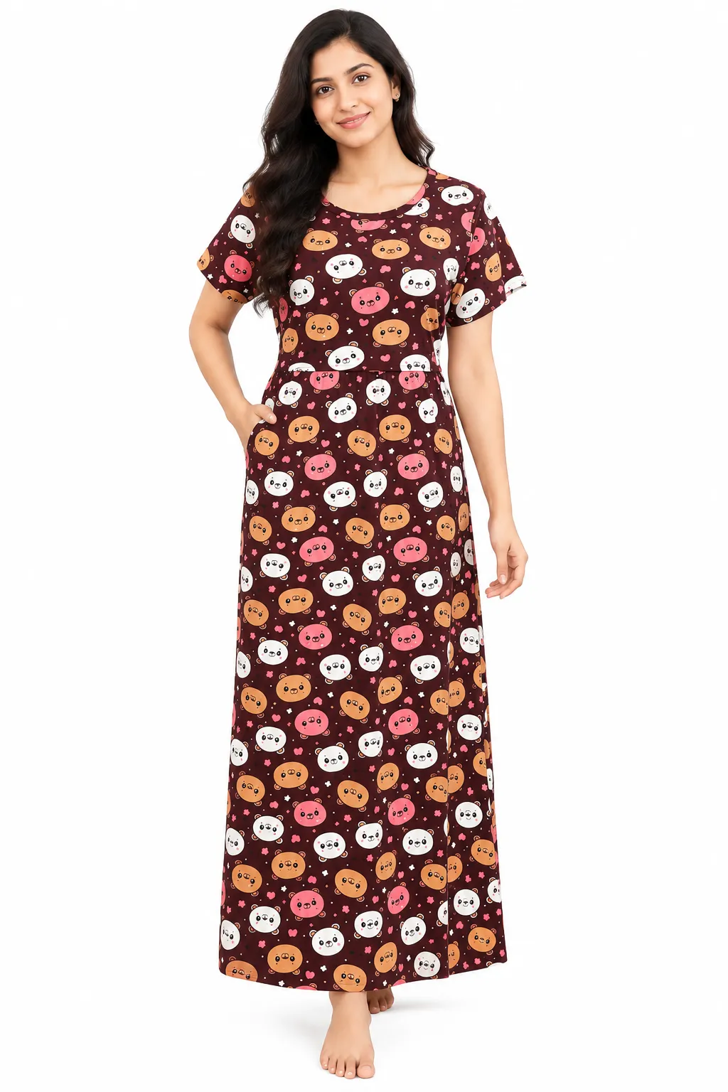 Chocolate teddy Zipless Feeding Loungewear – Full Length 51 Inches