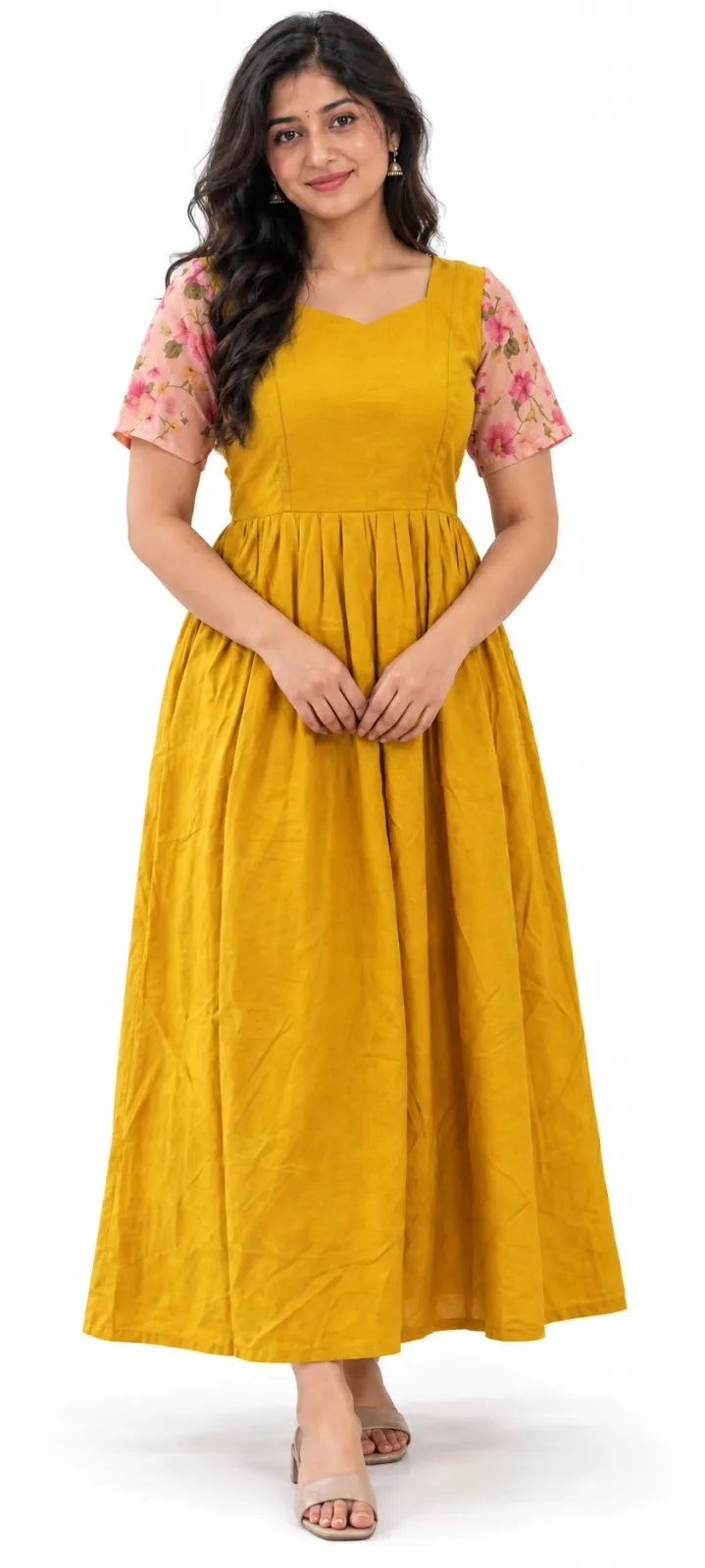Soft Silk - Double Side Zip Maternity / Feeding Maxi / Gown - Festival Collection - Golden Mustard