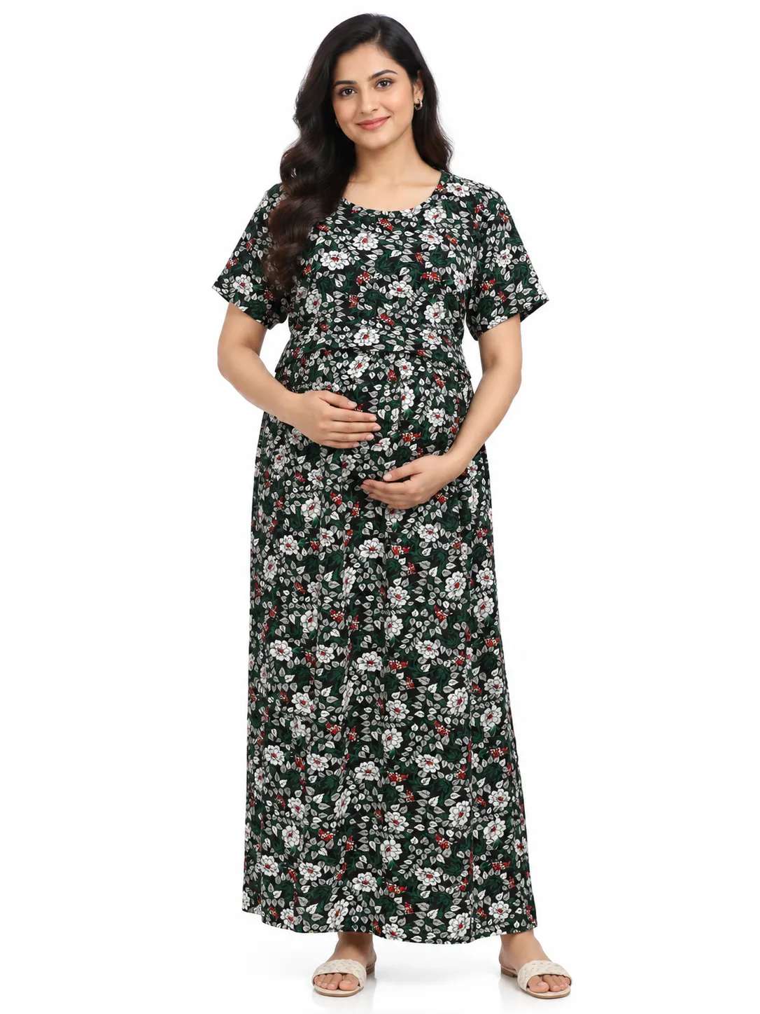 Green Garden Zipless Feeding Loungewear – Full Length 51 Inches