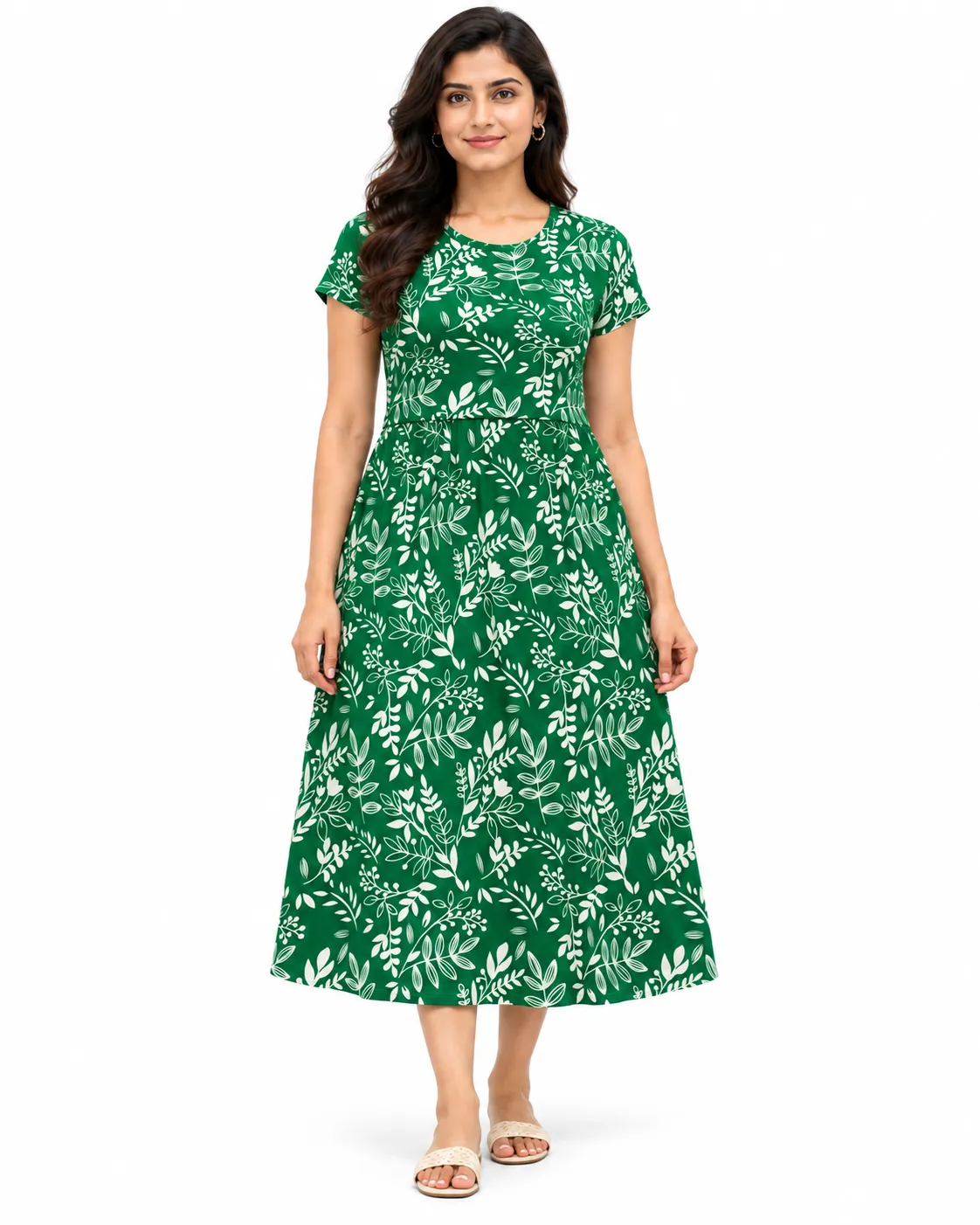 Green Leaf Zipless Feeding Loungewear – Ankle Length