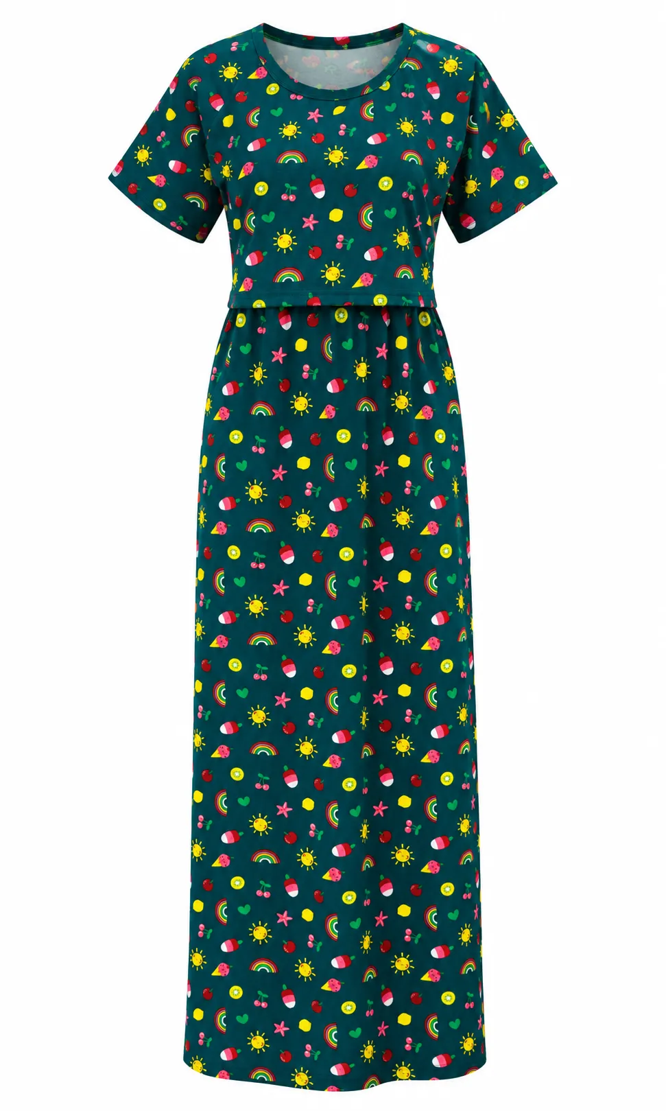 Green Rainbow Zipless Feeding Loungewear – Full Length 51 Inches