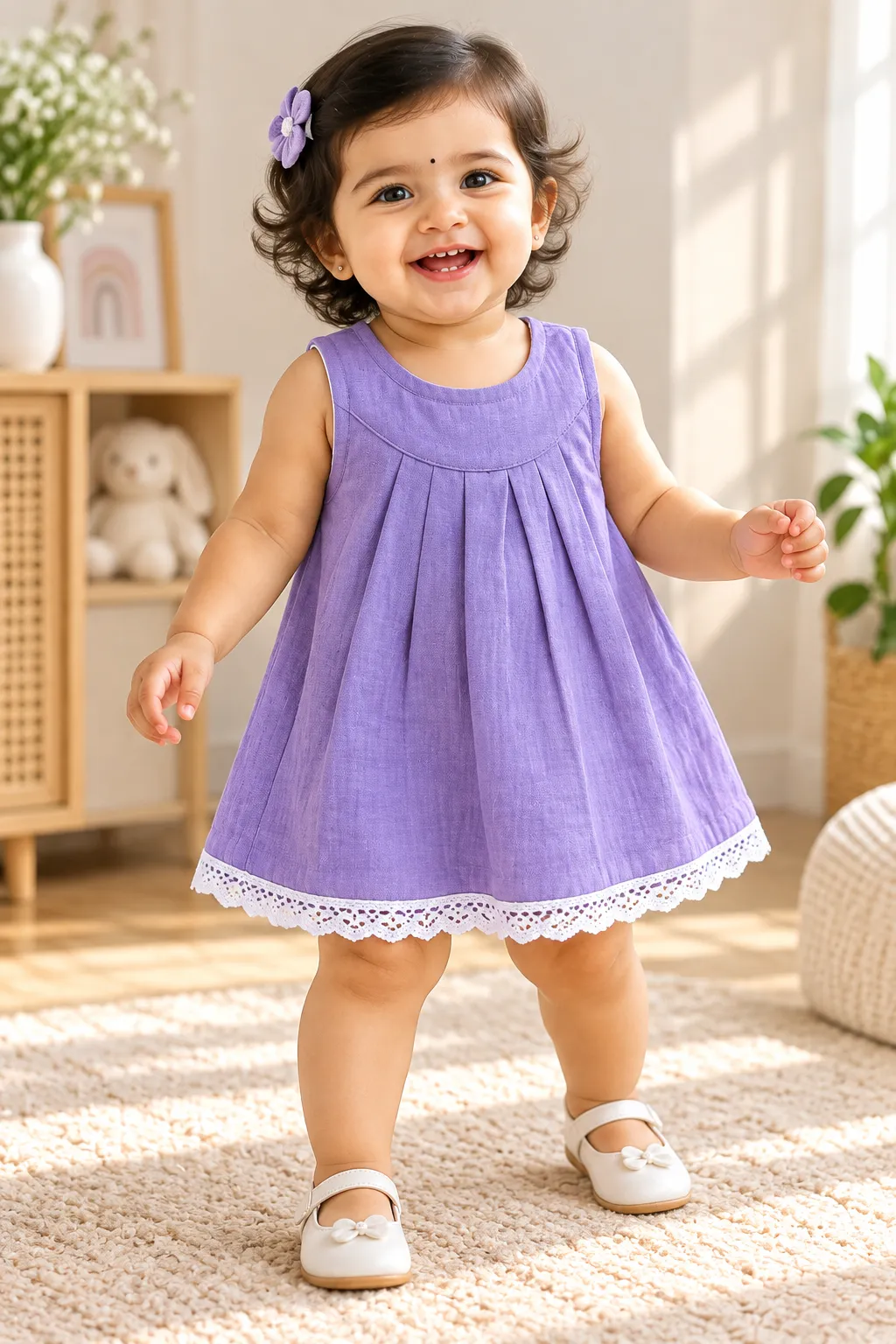 Lavender Muslin Zip Frock