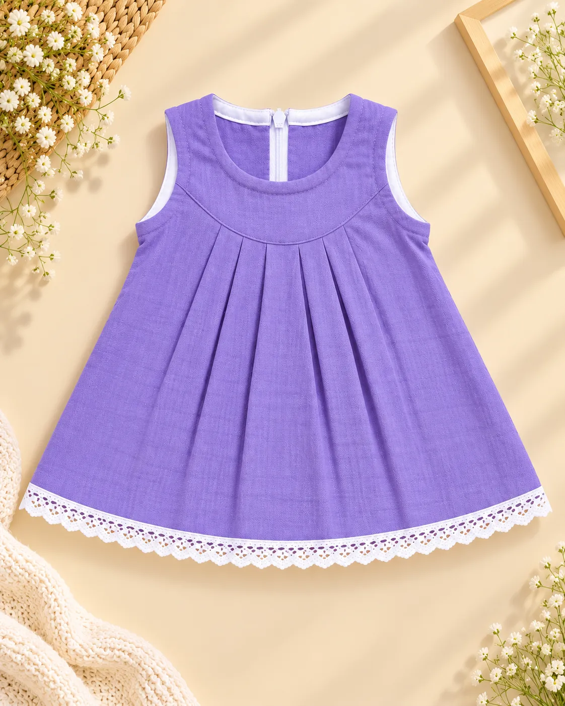 Lavender Muslin Zip Frock