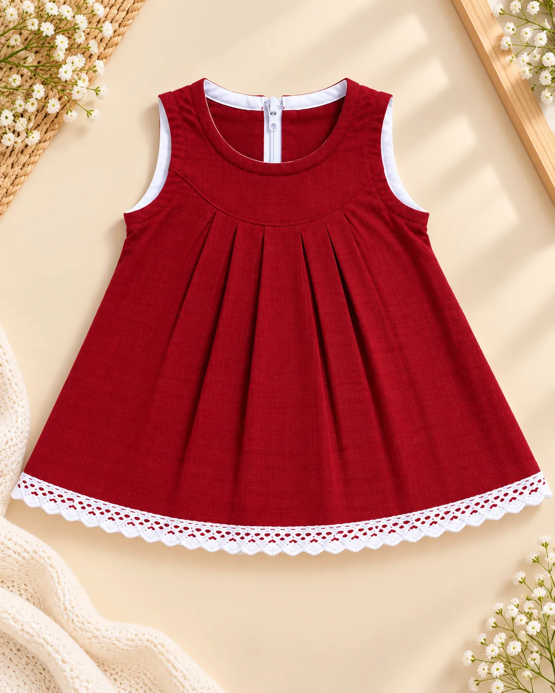 Maroon Muslin Zip Frock