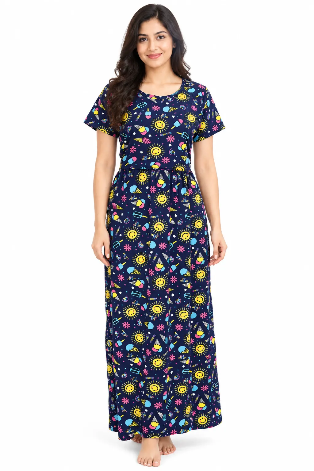 Midnight bloom Zipless feeding loungewear – Full Length 51 Inches