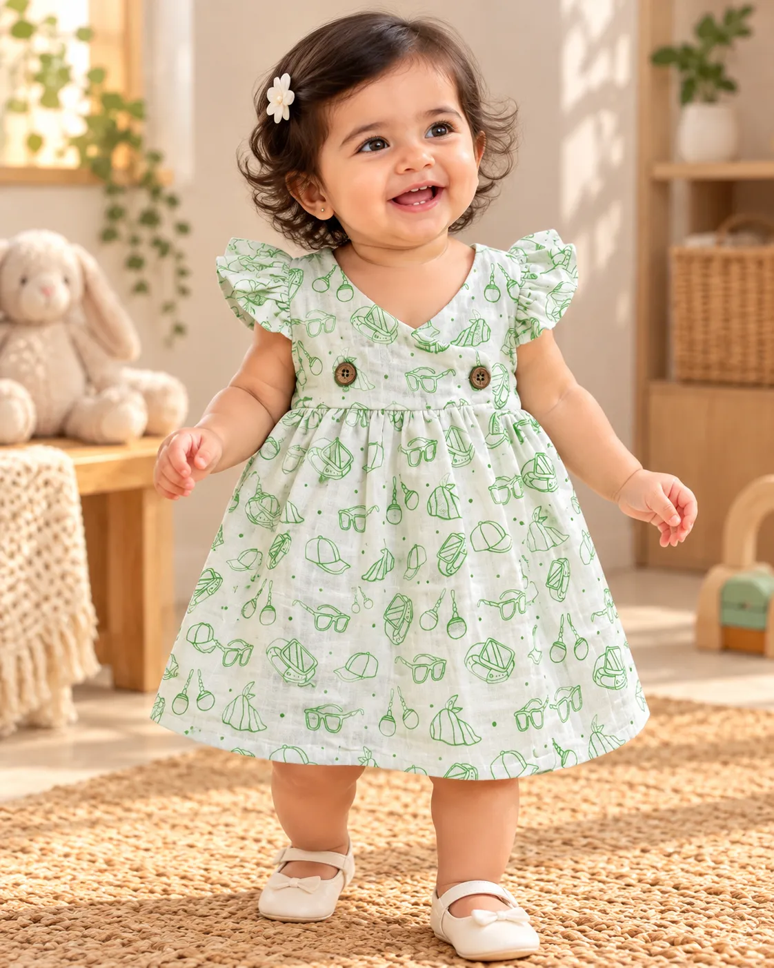 Mint Green Muslin Cross Over Frock