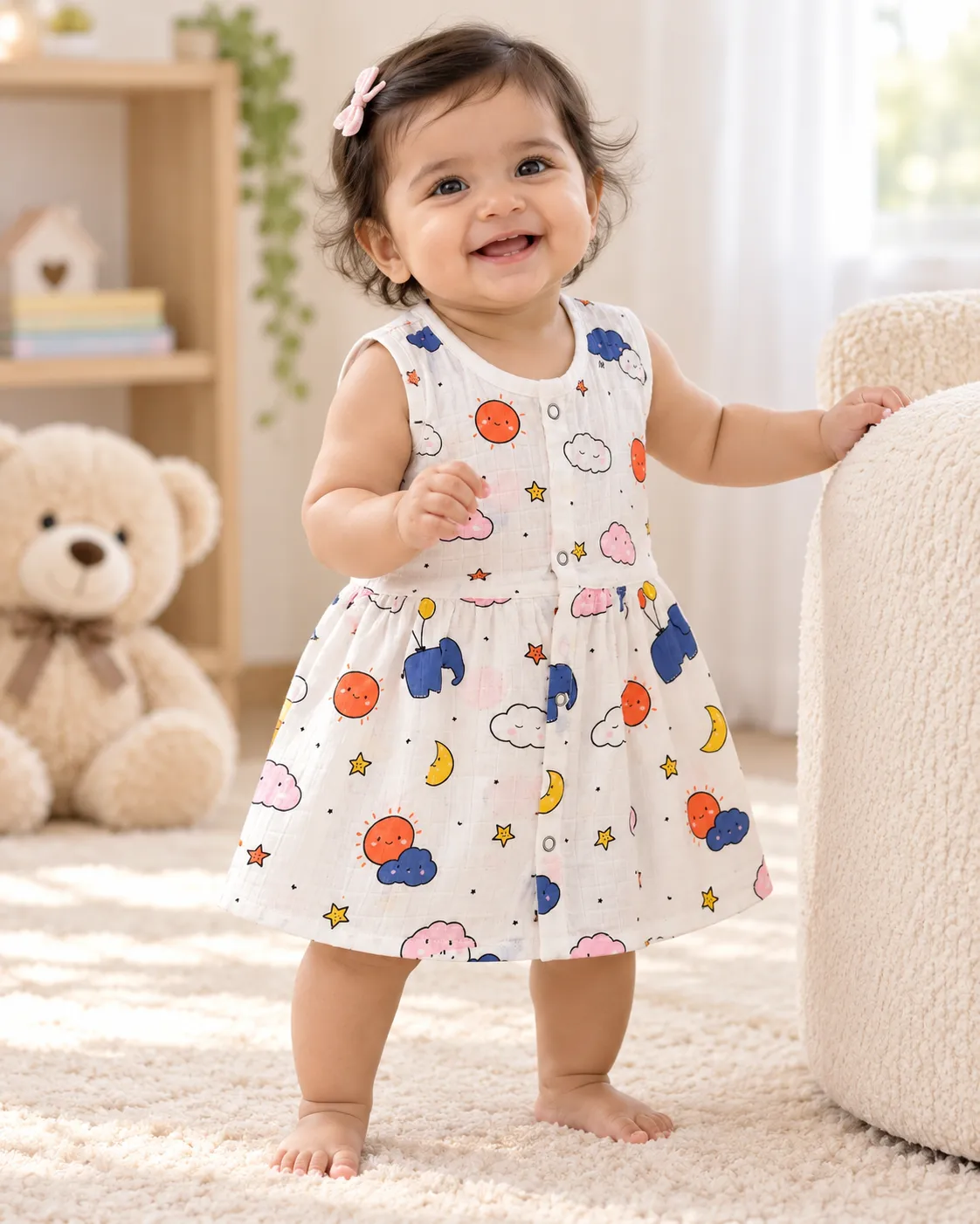 Muslin Sleeveless White Frocks Premium Quality (Pack of 5)