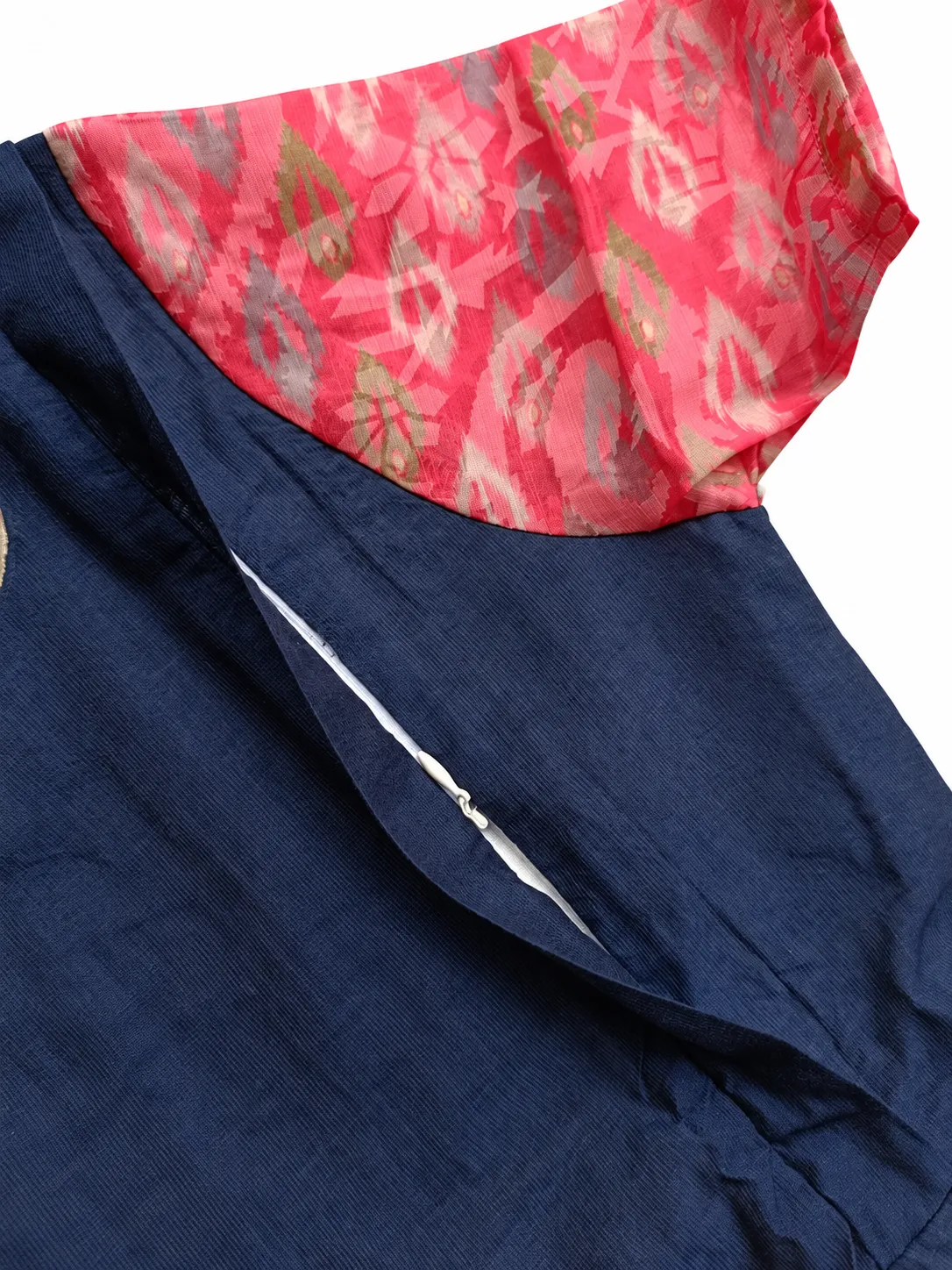 Soft Silk - Double Side Zip Maternity Maxi / Gown - Festival Collection - Full Cotton Lining - Navy Blue
