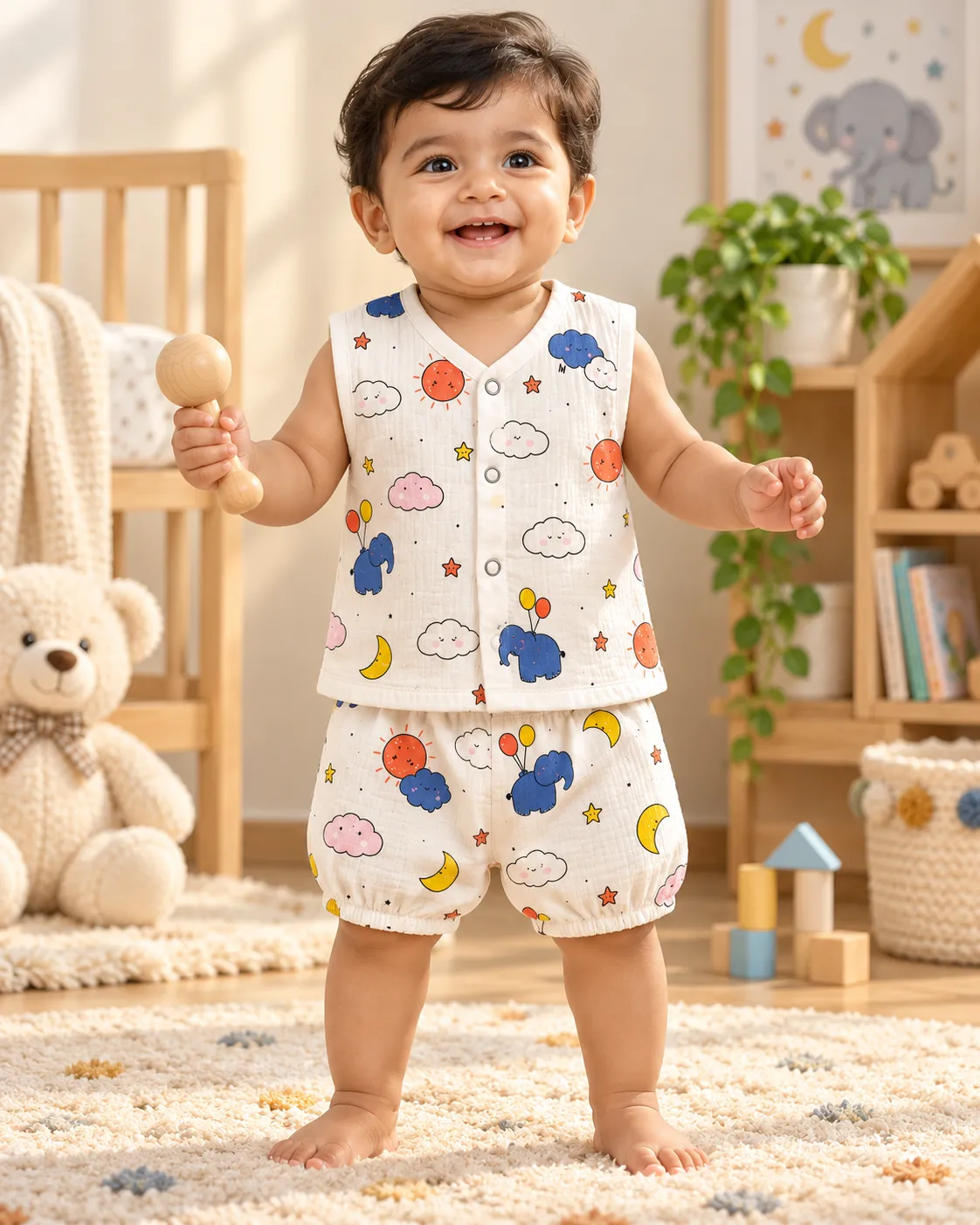 New Born Muslin Jablas With Shorts