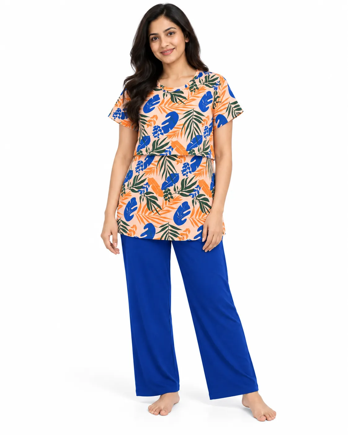Orange Feeding T-Shirt with Palazzo Pant