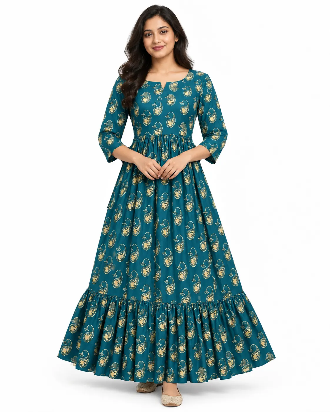 Peackock Grace Maternity Maxi Full Length Jaipur Cotton 3/4th Sleeves