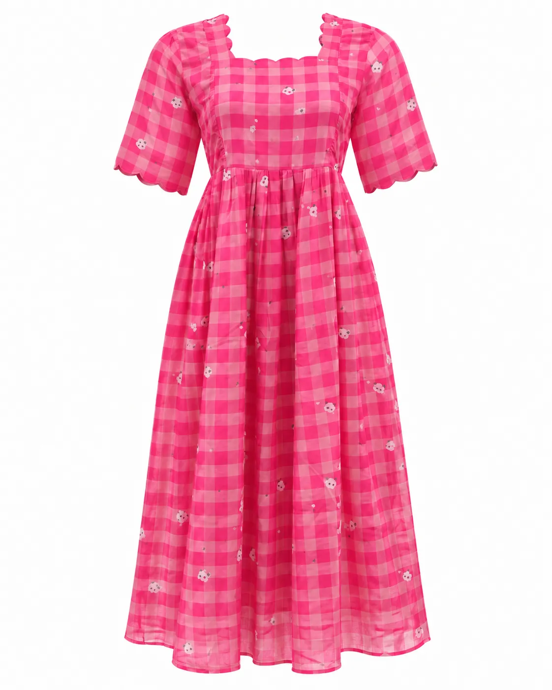 Pink Checks Georgette Feeding Maxi (invisible zips)