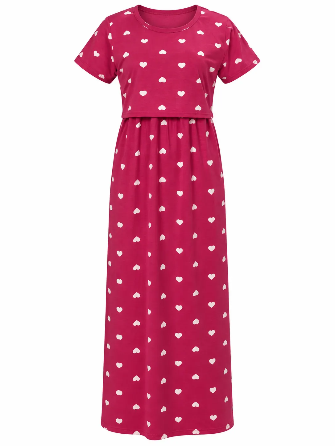 Pink Heart Zipless Feeding Loungewear – Full Length 51 Inches