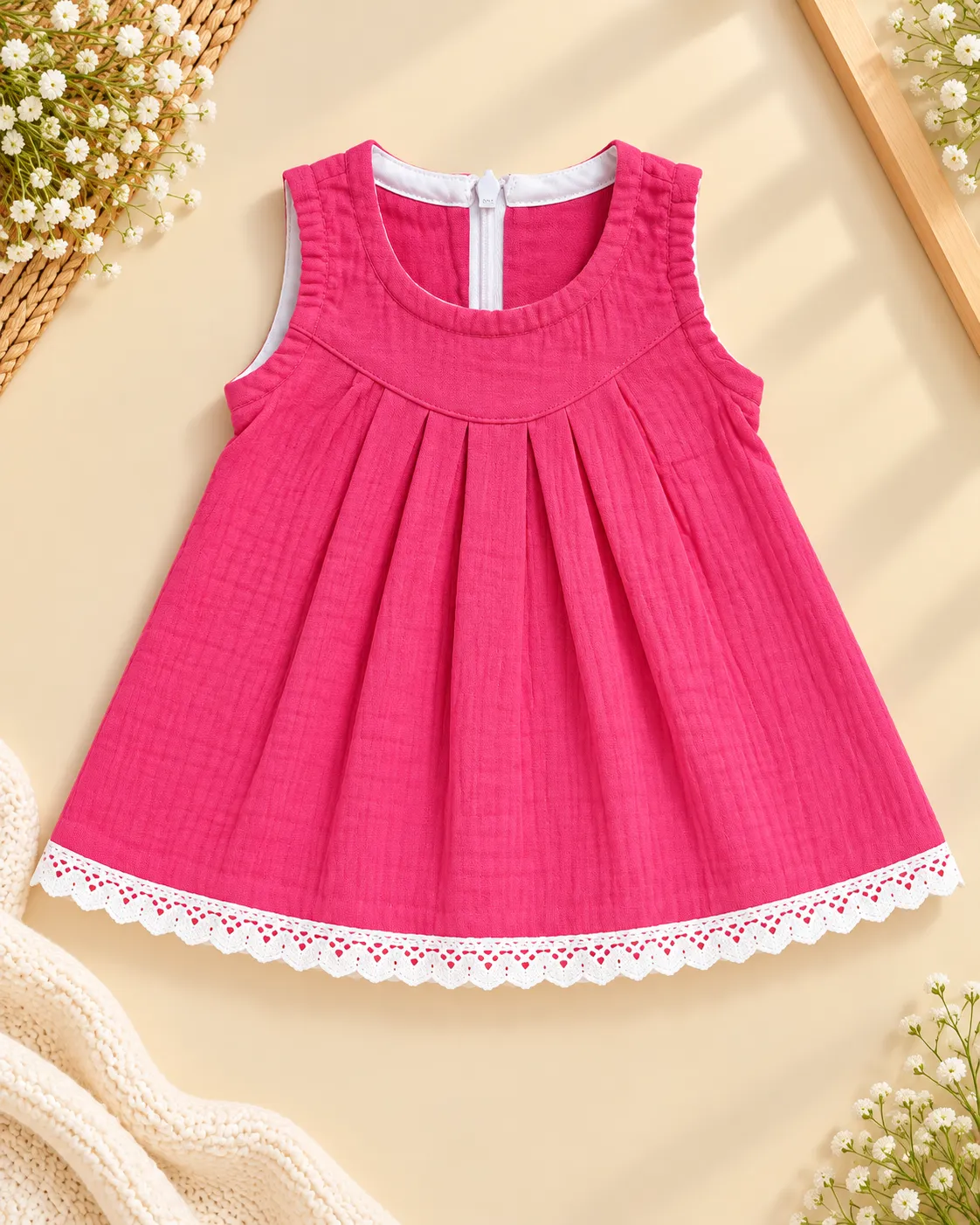 Pink Muslin Zip Frock