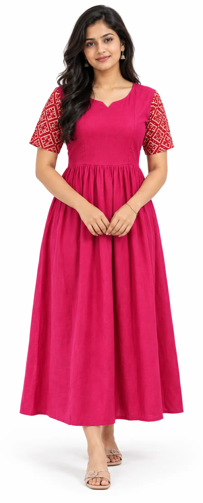 Soft silk - Double side zip Maternity Maxi / Gown - Festival Collection - Pink Patola