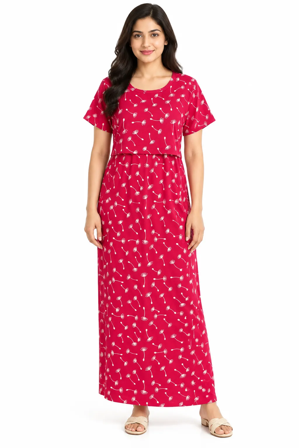 Pink Petal Zipless Feeding Loungewear – Full Length 51 Inches
