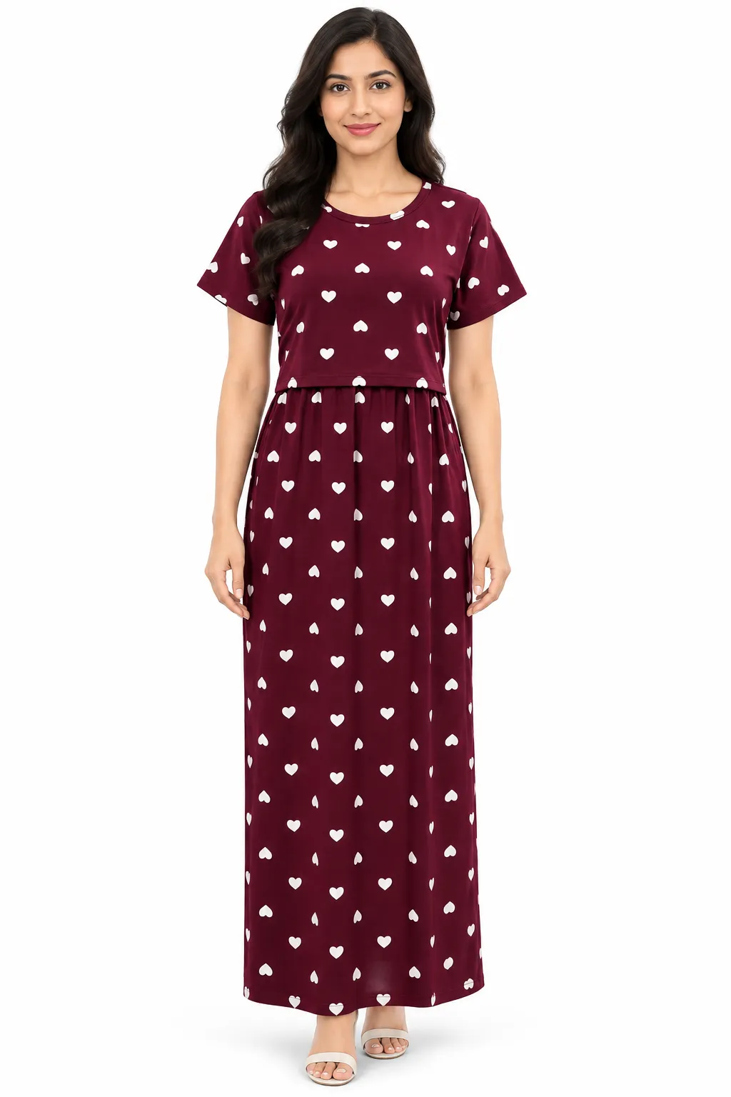 Purple Hearts Zipless Feeding Loungewear – Full Length 51 Inches