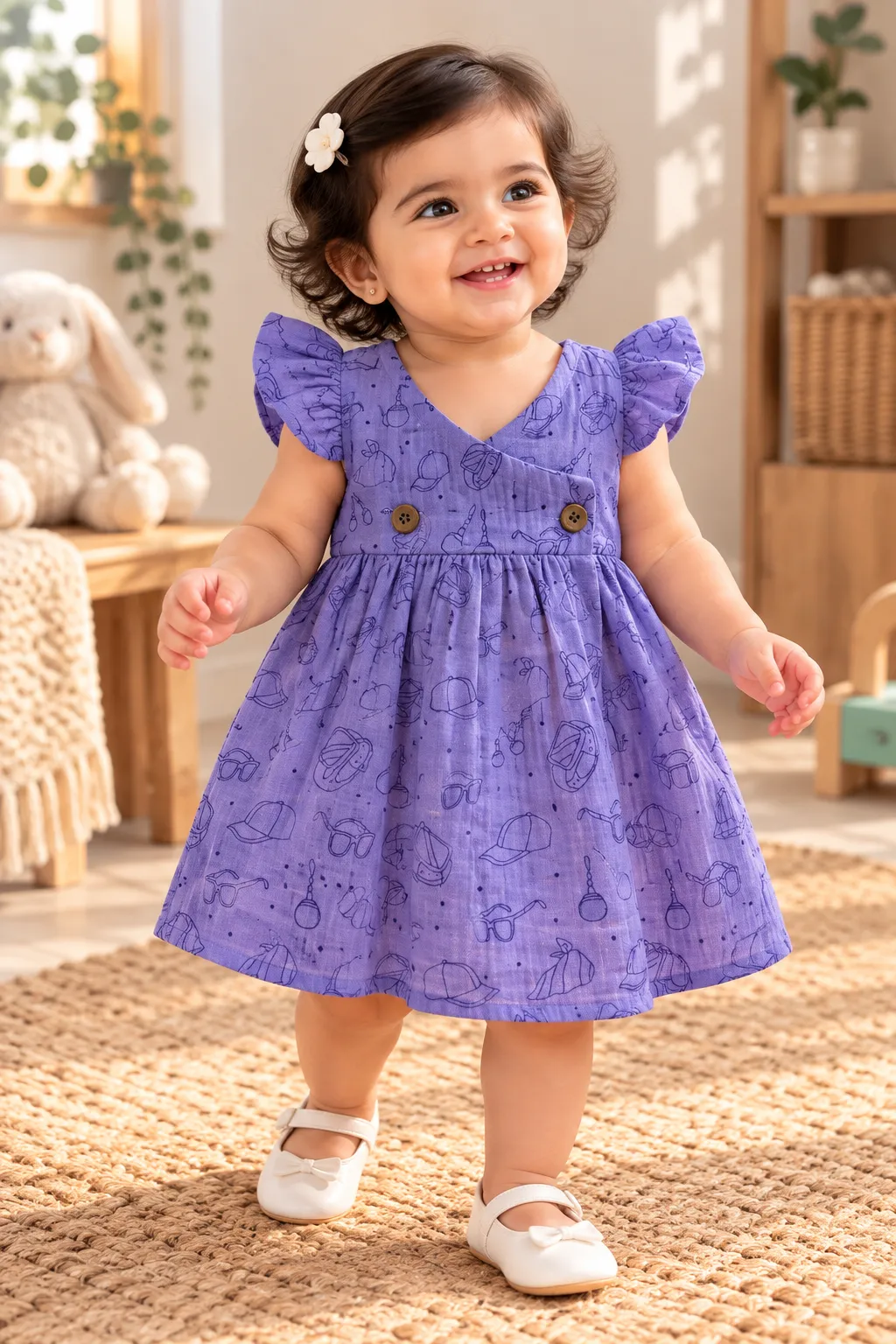 Purple Muslin Cross Over Frock