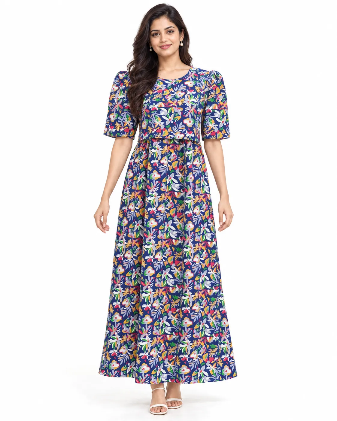 Rabbit Puff sleeves Zipless Feeding Loungewear – Full Length 52 Inches