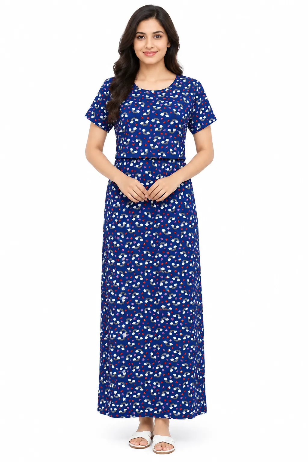 Rainbow Bloom Zipless Feeding Loungewear – Full Length 51 Inches
