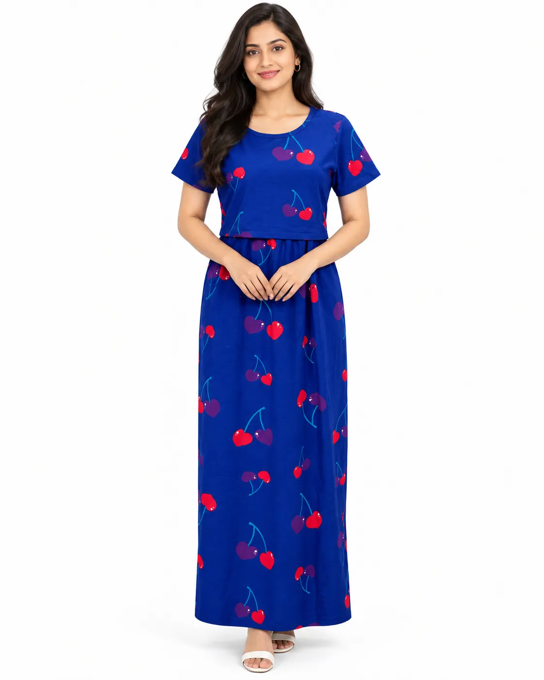 Red Heart Cherry Zipless Feeding Loungewear – Full Length 51 Inches