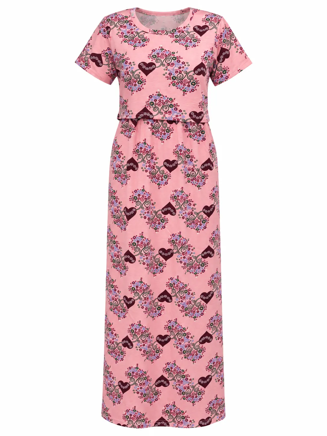 Rosy Heart Zipless Feeding Loungewear – Full Length 51 Inches