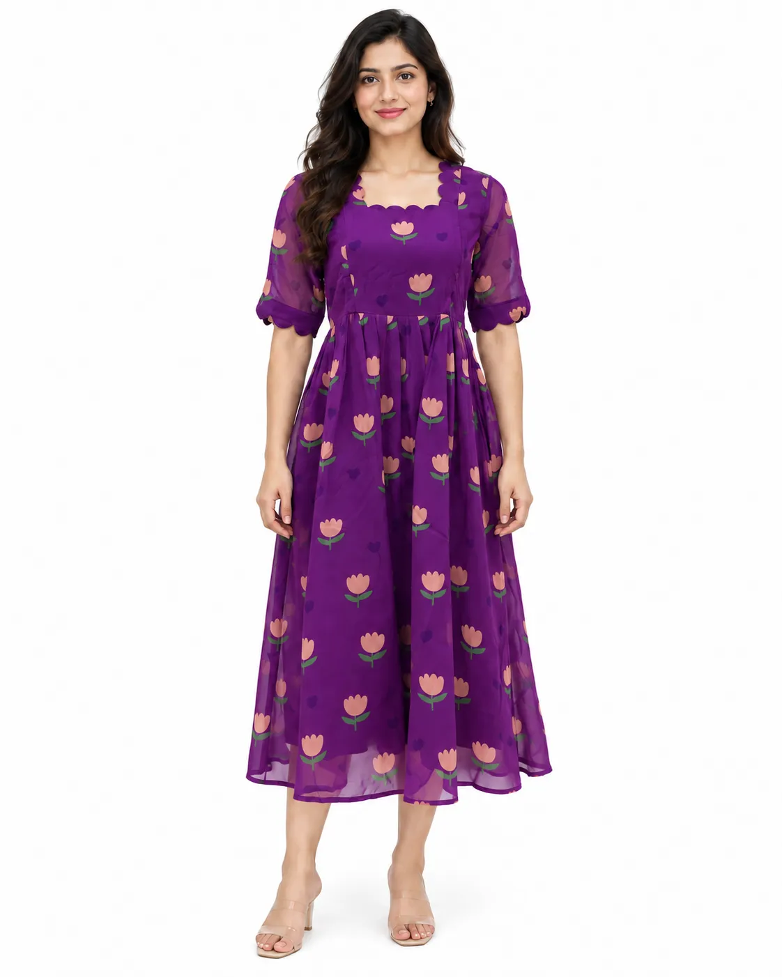 Royal Purple Georgette Feeding Maxi (invisible zips)