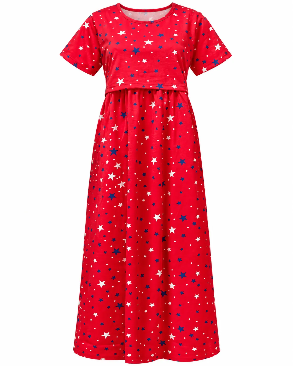 Shiny Red Zipless Feeding Loungewear – Full Length 52 Inches