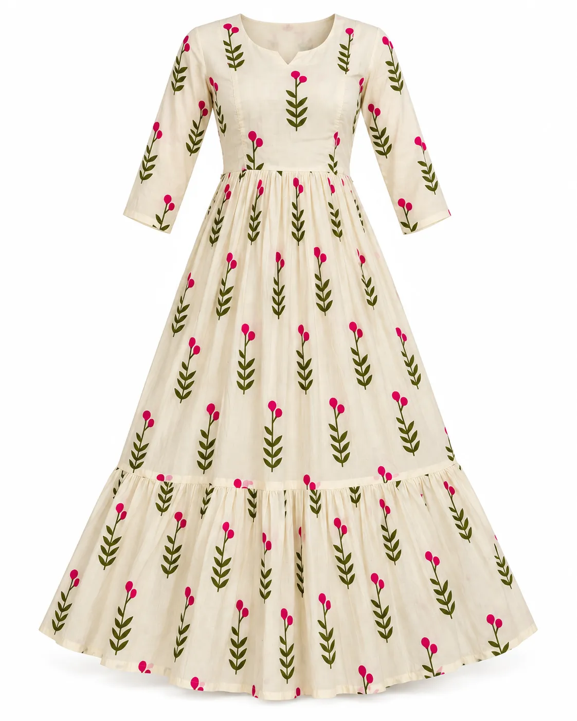 Trendy pink Blossom Maternity Maxi Full Length Jaipur Cotton 3/4th Sleeves