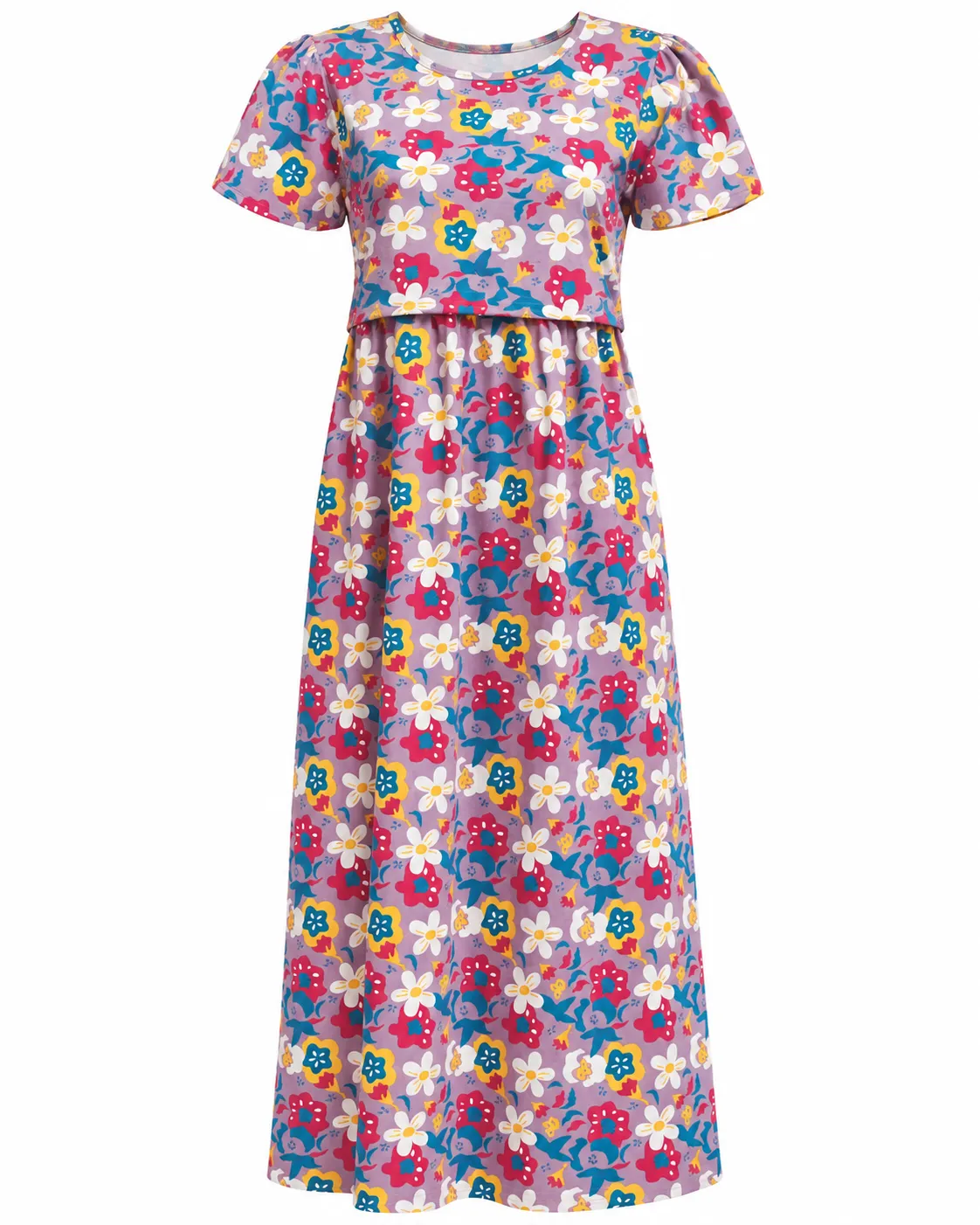 White Blossom Zipless Feeding Loungewear – Full Length 52 Inches